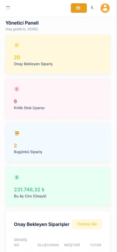 Mobil Yönetici Paneli
